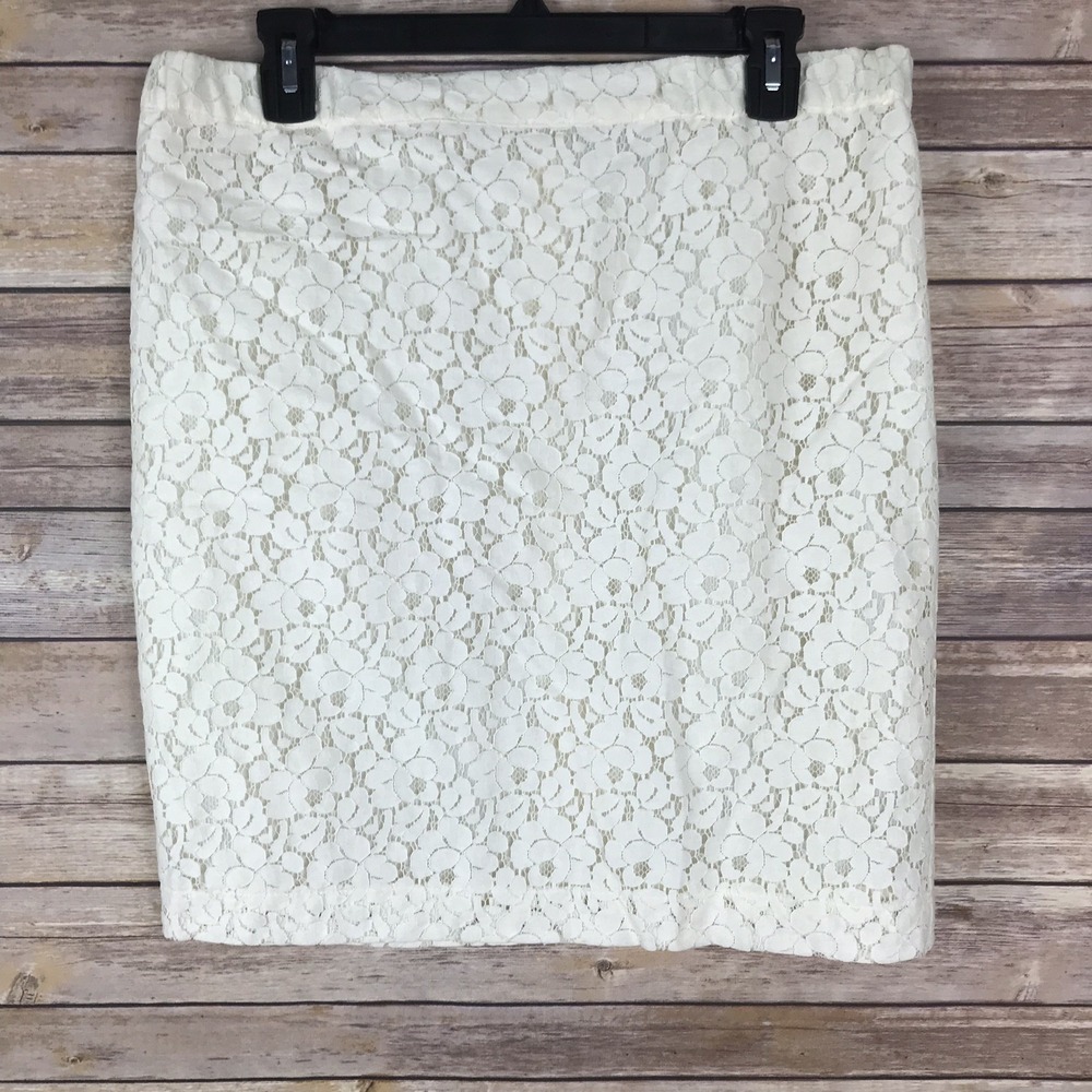 Bruce Field Femme Skirt Womens FR 42 US 10 Cotton Lace Pencil Elastic Waist